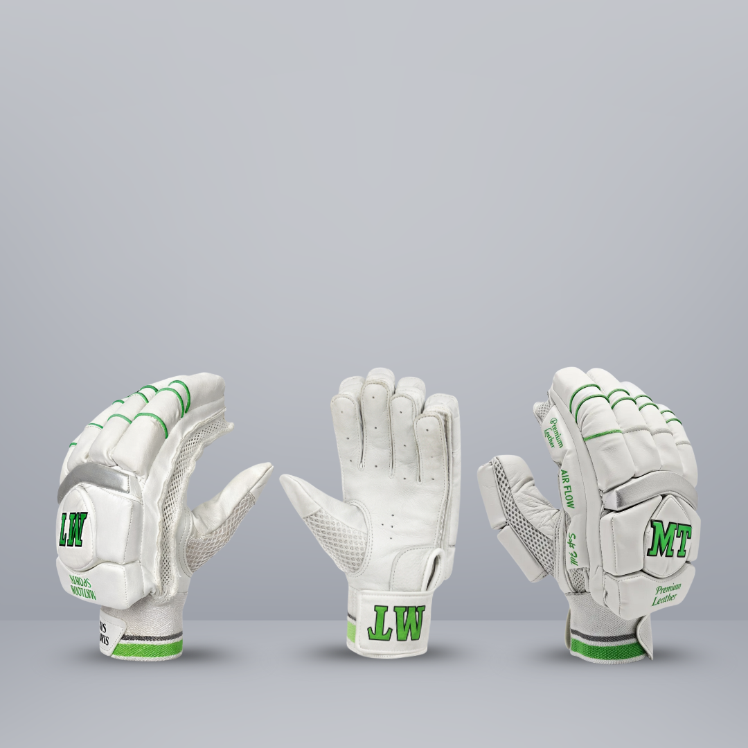MT Premium Quality Batting Gloves - White & Green Combination