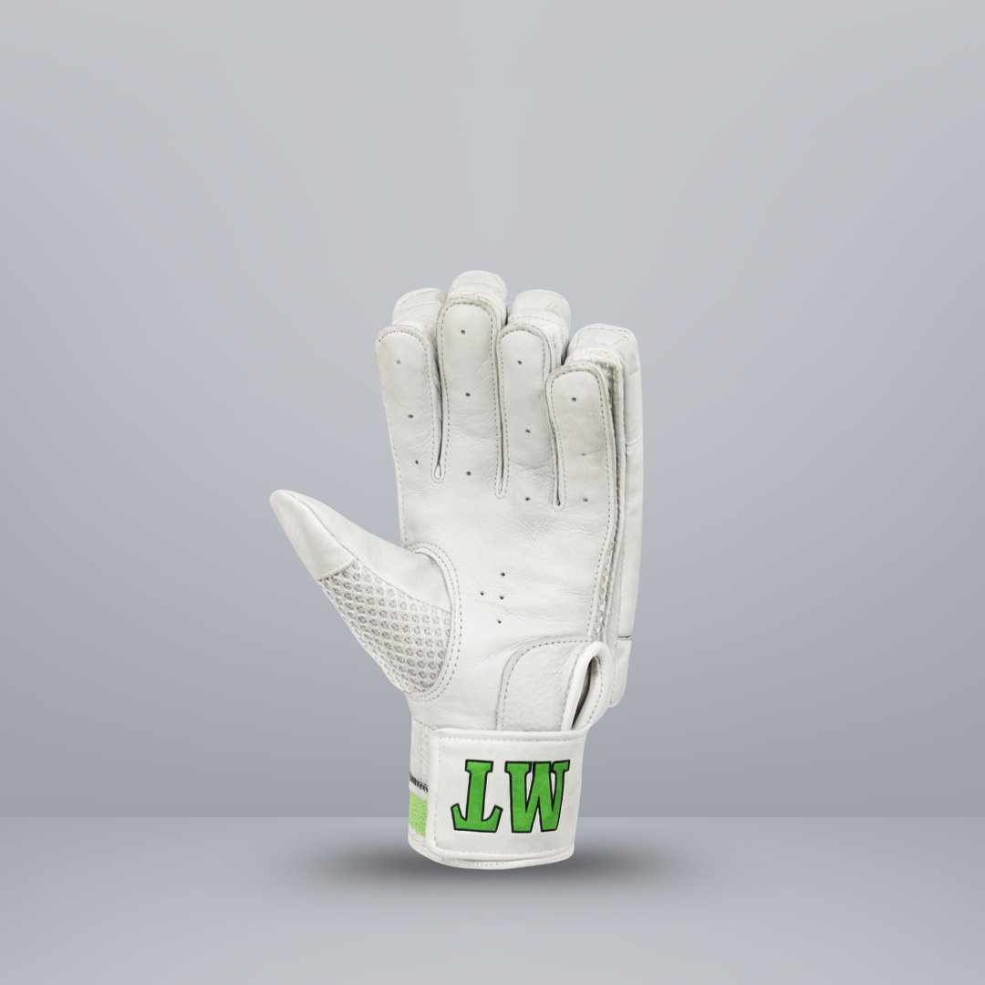 MT Premium Quality Batting Gloves - White & Green Combination