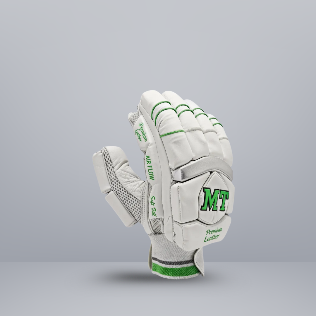 MT Premium Quality Batting Gloves - White & Green Combination