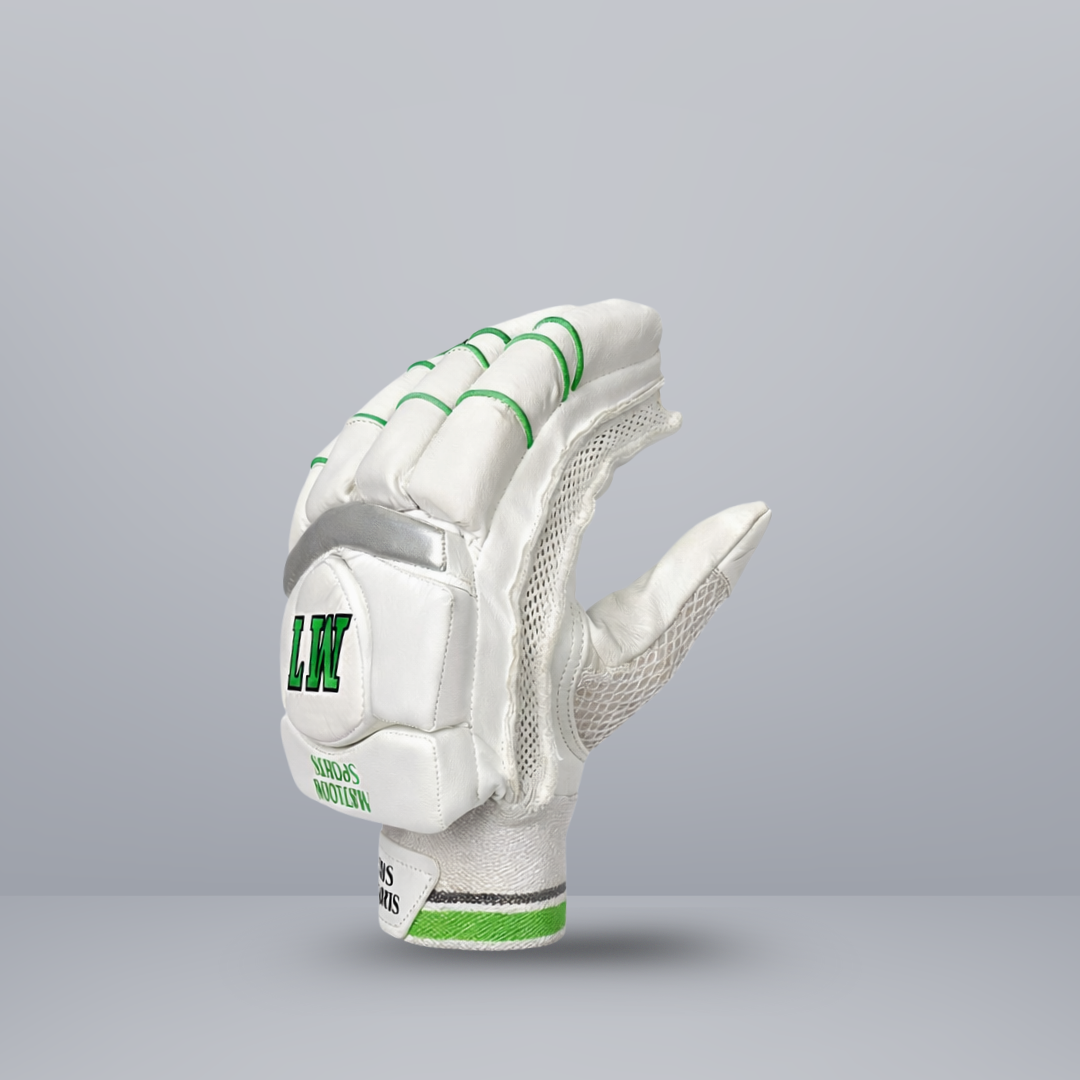 MT Premium Quality Batting Gloves - White & Green Combination