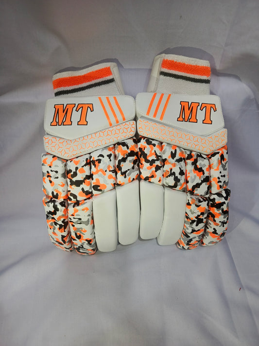 MT Batting Gloves - White & Orange Combination