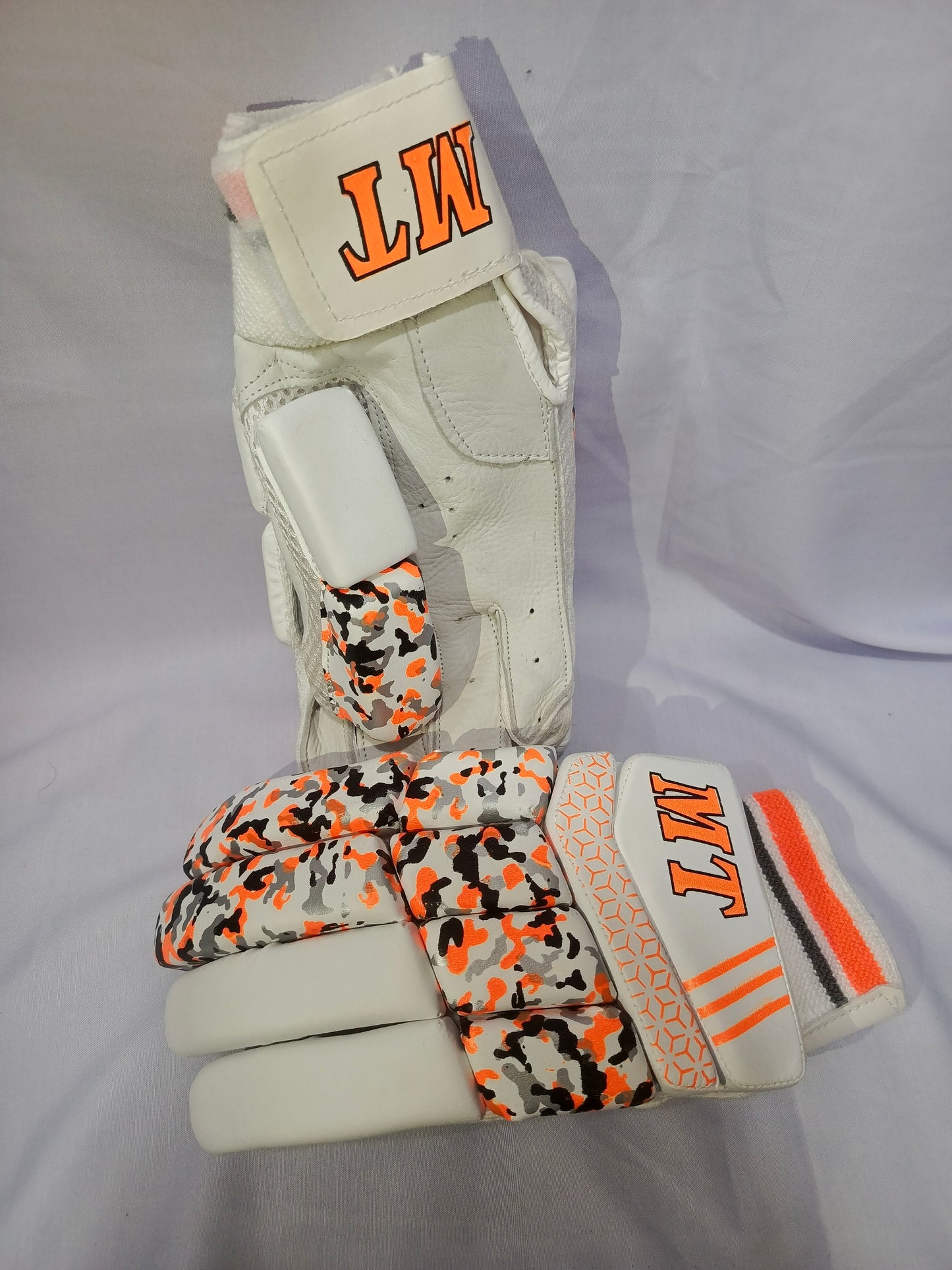 MT Batting Gloves - White & Orange Combination