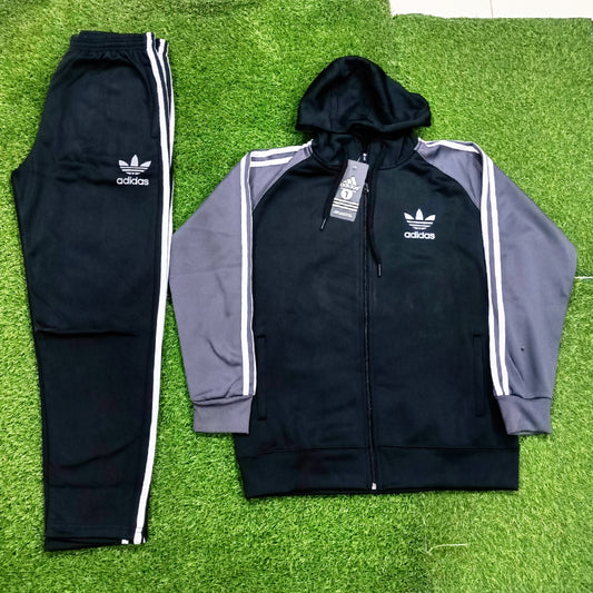 ADI Tri Liner Winter Tracksuit - Sports & Casual Wear - Black with Gray Sleeves